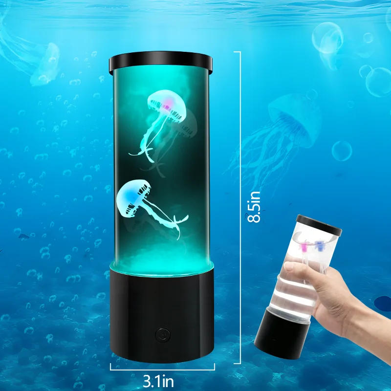 LED Jellyfish Lamp 8 Inch Color Changing Plug in ABS Bedroom Night Light Desk Decor Kids Gift Aquarium Mood