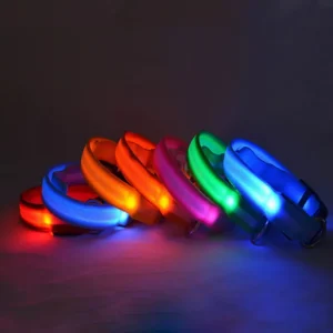 LED Lights Dog Pets Collars Adjustable Polyester Glow in Night Pet Dog Cat Puppy Safe Luminous Flashing Necklace Pet Supplies