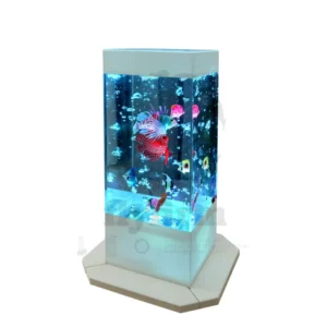 LED Sensory Aquarium Lamp with Bubble Effect Mood Light with 12 Floating Fish for Autism ADHD and Home Decor