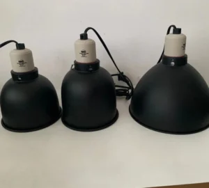 LUCKY HERP 200W Double-Head Lampshade Small Reptile Light Fixture Heat UVB Bulb Basking Metal Plastic Reptile Amphibian Supplies