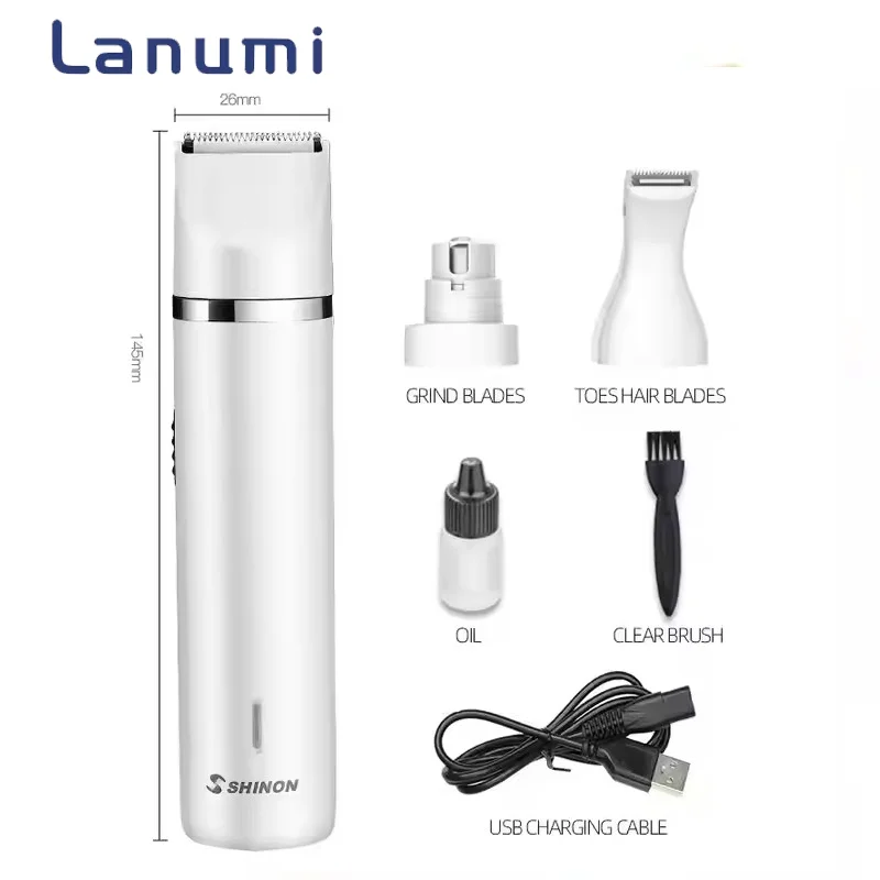 Lanumi SH 2301 Professional Dog Pet Grooming Kit with Hair Trimmer and Nail Grinder Chargeable Plastic