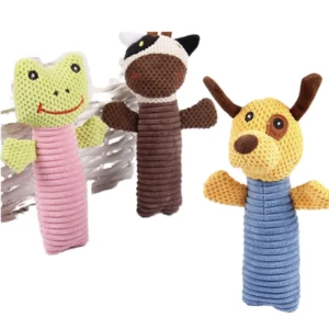 Large 19cm Dog Plush Chew Toy Cute Squeaky Cotton Filler Boredom Buster Funny Animal Print Outdoor Indoor Daily Use