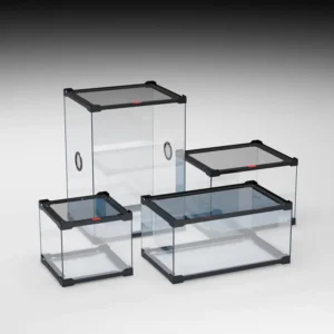Large Black Glass Reptile Tank Ecological Terrarium Glass Rainforest Style Sliding Top Mesh for Frogs Spider Gecko Lizard