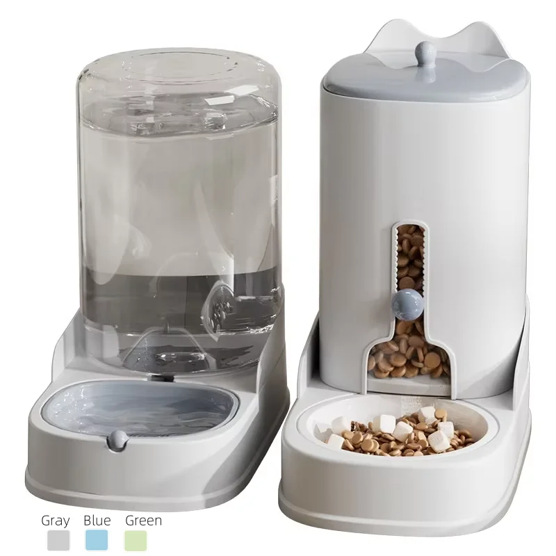 Large Capacity 4.4L Dual Bowls Automatic Pet Feeder Waterer Eco Friendly Anti Jam Design Leak Proof Durable Cat Dog Food Solid
