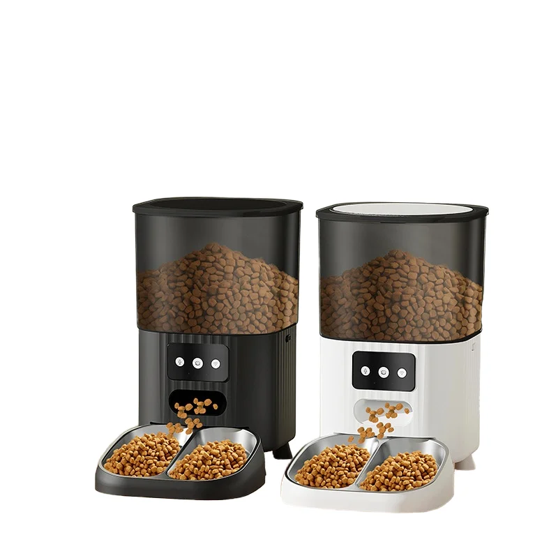 Large Capacity 4.5L Square Intelligent Automatic Pet Feeder Durable Plastic Dog Bowls APP Voice Rechargeable