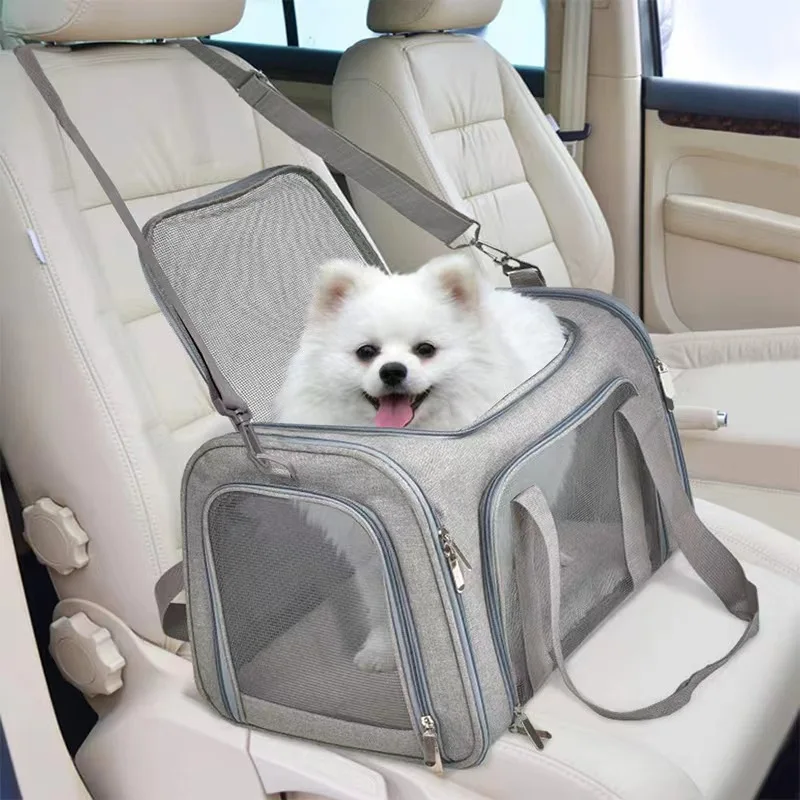 Large Capacity Double Pet Carrier Portable Rectangular Travel Bag for 2 Cats Dogs Airline Approved Soft Crate with Zipper