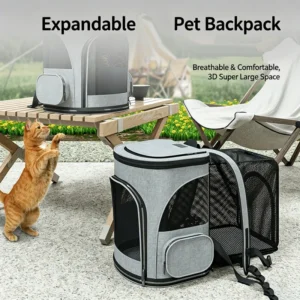 Large Capacity Expandable Pet Backpack Breathable Portable Cat Dog Carrier for Outdoor Travel