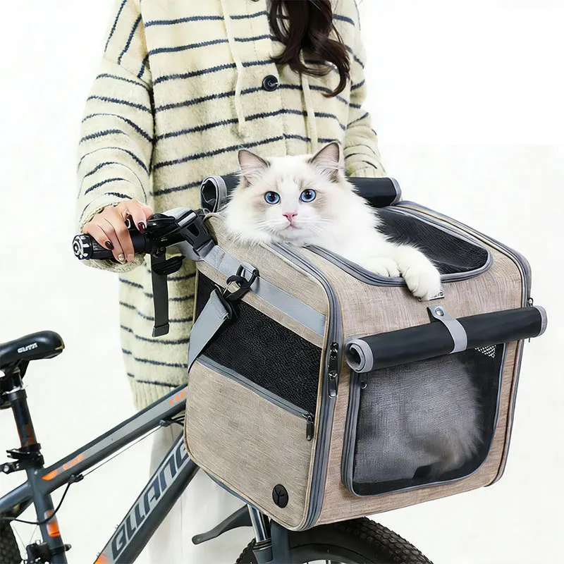 Large Capacity Foldable Bicycle and Car Pet Carrier for Cats and Dogs Over 7kg