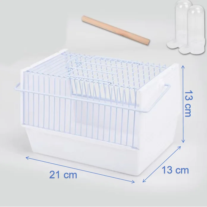 Large Capacity Luxury Metal Bird Transport Cage Portable Carrying House for Parrots Button Closure
