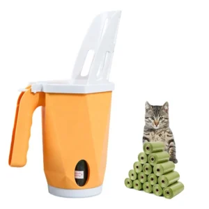 Large Capacity Waste Can Cat Poop Processor Integrated Deep Portable Litter Shovel Cat Litter Scooper with Bucket and Bags