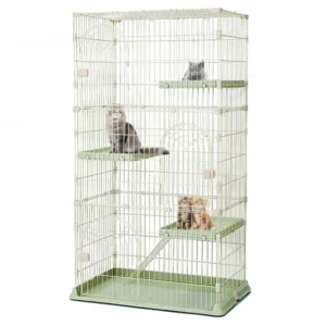 Large Cat Crate Indoor Metal Wire Pet Cage With Wheels for Home Pet Shop Shelter