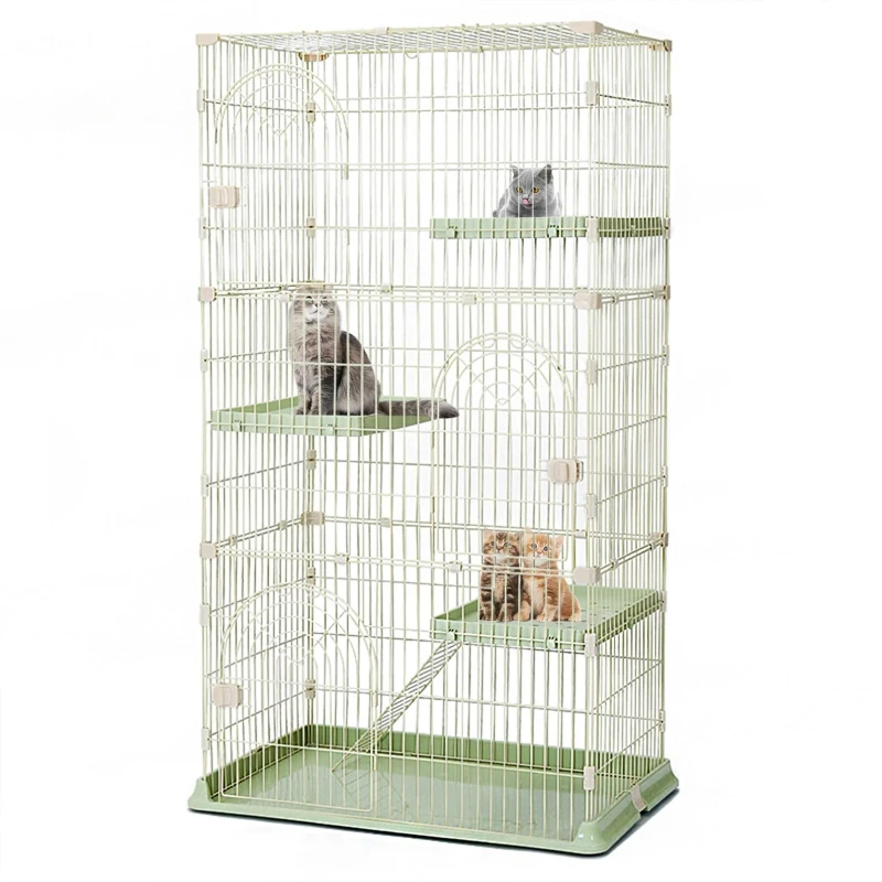 Large Cat Crate Indoor Metal Wire Pet Cage With Wheels for Home Pet Shop Shelter