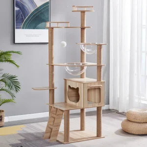 Large Cats Condo Trees Play Furniture Scratcher Classic Wood Cat Ceiling Tree Tower Multi Layer Climbing Frame