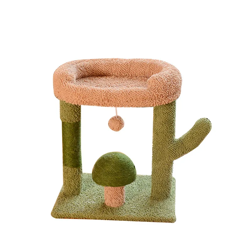 Large Classic Single Column Interactive Eco-Friendly Cat Tree Sisal Cat Bed and Scratcher Tower Made of Wood Christmas Carton