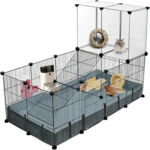 Large DIY Hamster Cage Expandable Small Animal with Ramp Pet Playpen for Hamsters Gerbils Guinea Pigs Bunny Indoor Pet Cage