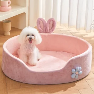 Large Dog Bed Washable Removable Round Rabbit Shape Princess Pet Bedding Indoor Dogs Cats Sleeping Beds