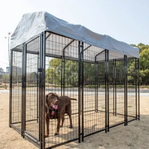 Large Dog Kennel Dog Crate Cage Welded Wire Pet Playpen with UV Protection Waterproof Cover Metal and Roof Outdoor Heavy Duty