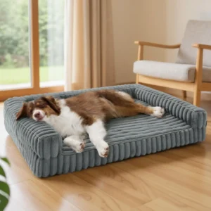 Large Dog Orthopedic Bed Waterproof Memory Foam Non Slip & Washable Cover Egg Crate Sofa Bed for Big Dogs – Grey