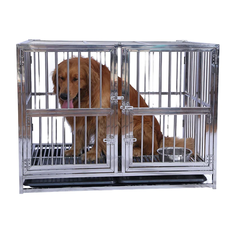 Large Dogs Dog Cages All Square Tube Stainless Steel Pet Cages Toilets Thickened Indoor Use Simple Solid Design Push Up Closure