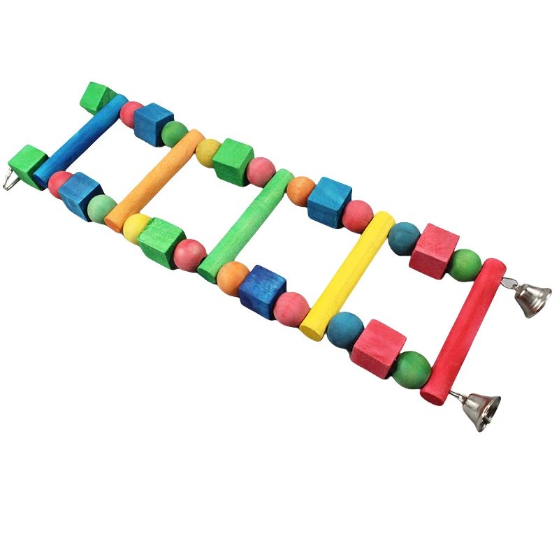 Large Eco Friendly Bird Play Supplies Rotating Diamond Gray Wood Ladder Bird Climbing Ledge Chewing Swing Stand Bar for Parrots