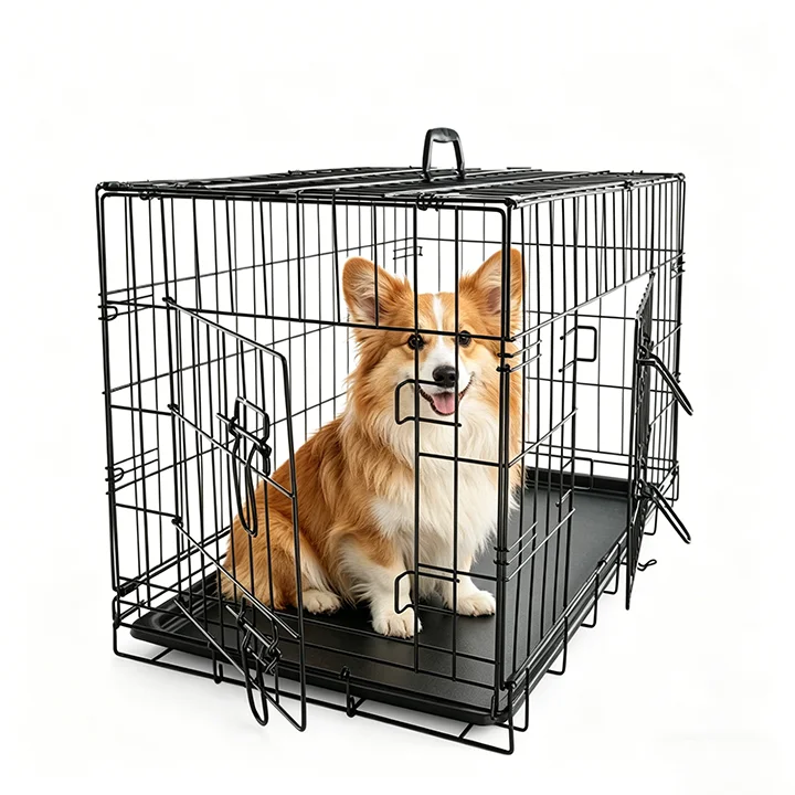 Large Eco-Friendly Metal Pet Cage with Double Doors Foldable Dog Crates (Sizes 24-48") Nature Inspired Direct From Manufacturer