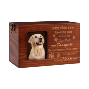 Large Eco Friendly Wooden Cremation Urn for Dog Cat Animal Ashes Pet Memorial Photo Frame Keepsake Memory Box Sympathy Funeral
