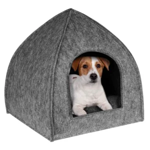 Large Felt Cat House Bed Cozy Kitten Cave Cute Pet Tent Beds with Removable Cushion Pad for Cats Puppy Small Dogs