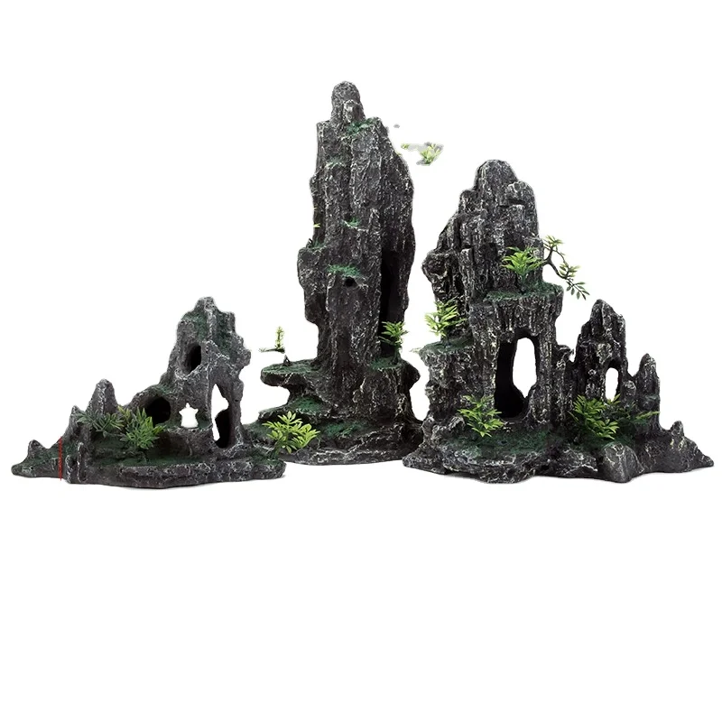 Large Fish Tank Decorations Underwater Treasure Model Mountain Aquarium Ornament Tree House Cave Bridge Fish Tank Decoration