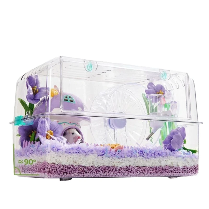 Large Hamster House Plastic PET Rectangle Guinea Pig Box Transparent Accessories Small Animals Hedgehogs Running