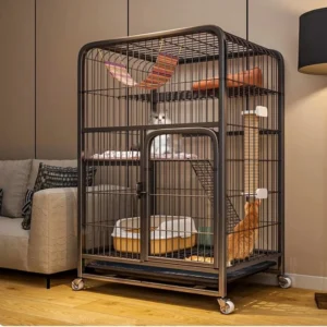 Large Indoor Metal Cat Cage DIY Multi Tier Cat House with Toilet Space for Kittens Pet Playpen Crate