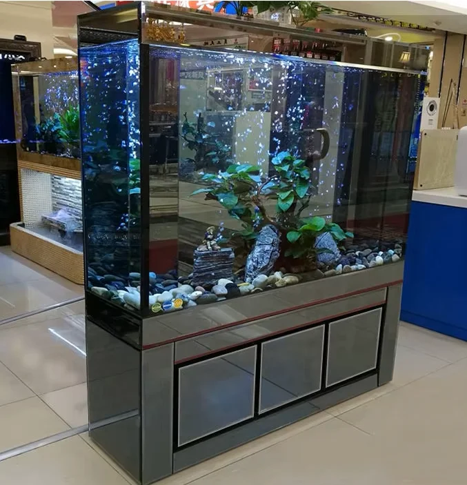 Large Living Room Aquarium Floor Standing Filter Eco Friendly Ultra Clear Glass Fish Tank for Home