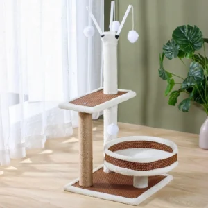 Large Luxury Cat Tree High Quality Modern Design Natural Plush Rattan Mat Easy Assembly Multi Functional Scratching Toy Activity