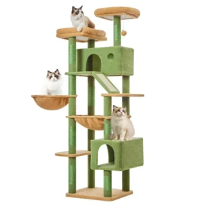 Large Luxury Modern Wooden Cat Tree & Scratcher with Rural Style Design All-Season Outdoor/Indoor Use for Living Room