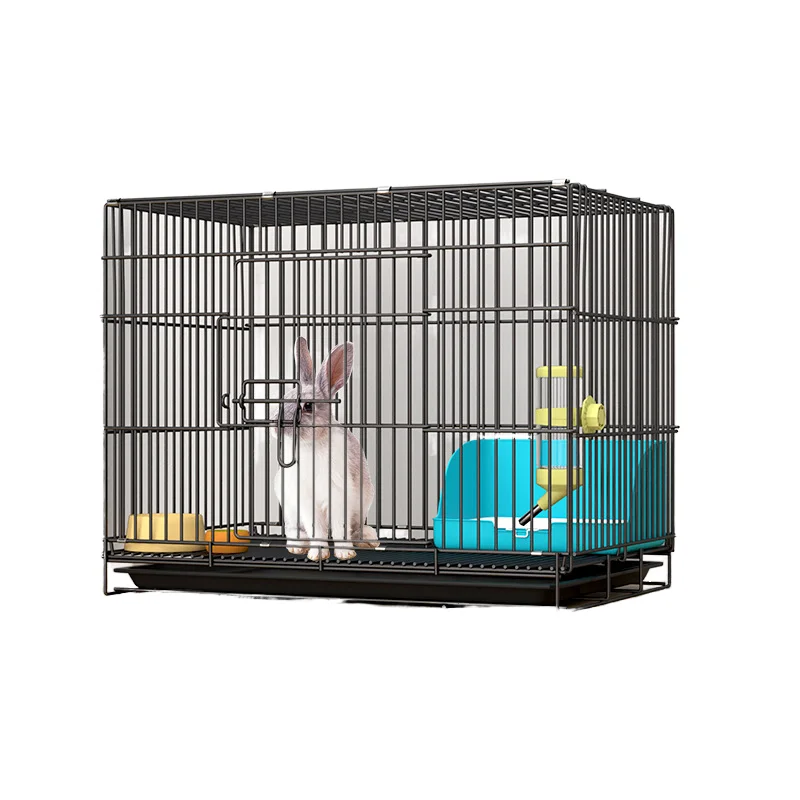 Large Outdoor Folding Dog Kennel Durable Black Metal with Snap Button Closure Breathable Solid Pattern Square