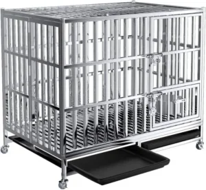 Large Outdoor Heavy Duty Stainless Steel Dog Cage Kennel Pet Cage with Solid Pattern Dog Crate