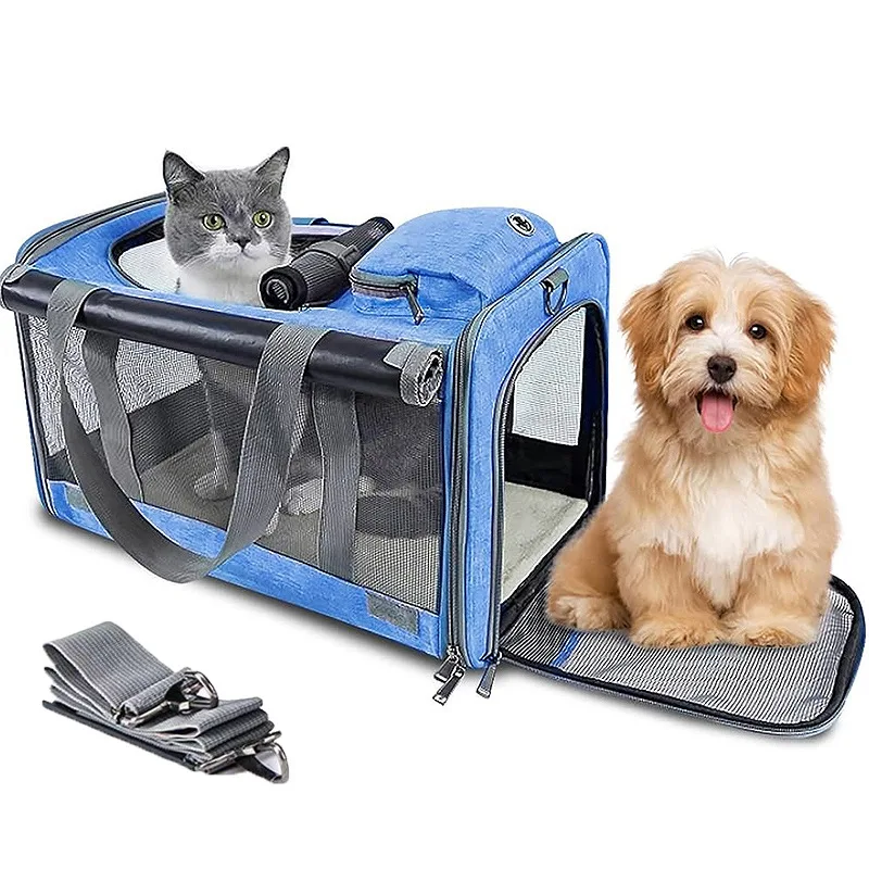 Large Outdoor Travel Breathable Pet Shoulder Bag Foldable Transport Handbag Pet Carriers Airline Approved Portable Cat Carrier