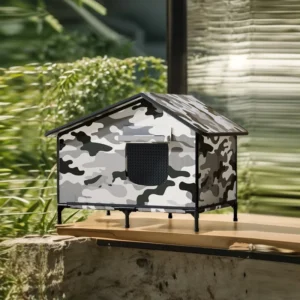 Large Outdoor Waterproof Rainproof Dog Cat House Solid Pattern Button Closure Winter Warm Enclosed Shelter for Pet Furniture