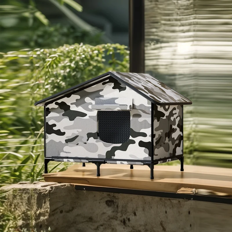 Large Outdoor Waterproof Rainproof Dog Cat House Solid Pattern Button Closure Winter Warm Enclosed Shelter for Pet Furniture