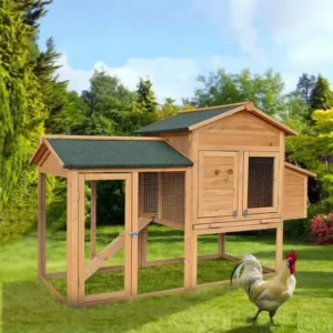 Large Pine Wood and Metal Outdoor Waterproof Breathable Sustainable Bunny Rabbit Hutch Cage Door Removable Pet House for Chicken