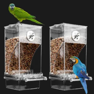 Large Size Automatic Bird Feeder Auto Food Dispenser for Parrots Java Sparrows Canaries and Various Birds Leak Proof