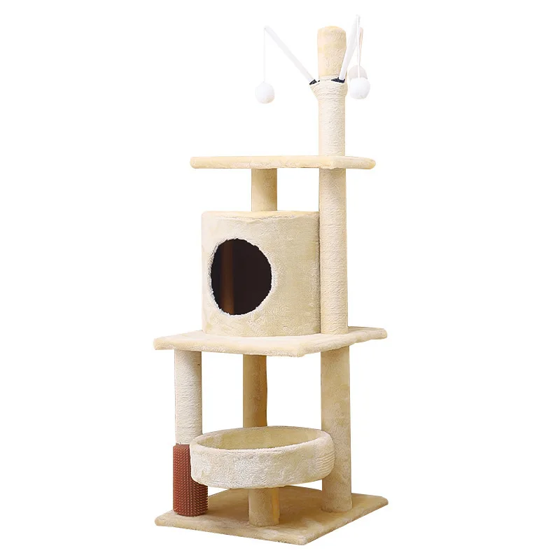 Large Size Wooden Cat Tree Condo House Tower with Pet Scratcher Tree