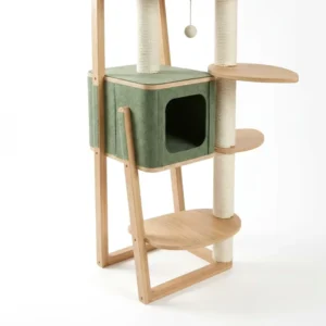 Large Size Wooden Cat Tree Pet Scratcher House Condo for Cats
