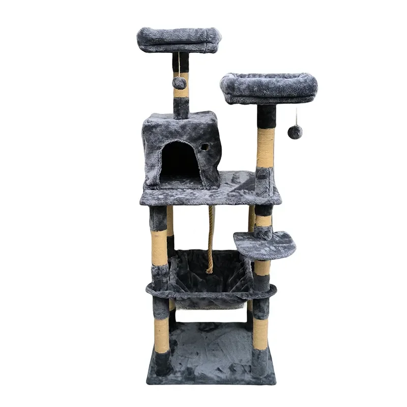 Large Size Wooden Pet Scratcher House Tower Condo Cat Tree