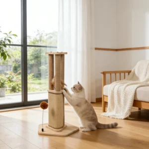 Large Solid Wood Cat Tree Cat Climbing Rack Vertical Scratch Board Sisal Turntable Column Toy for Cats