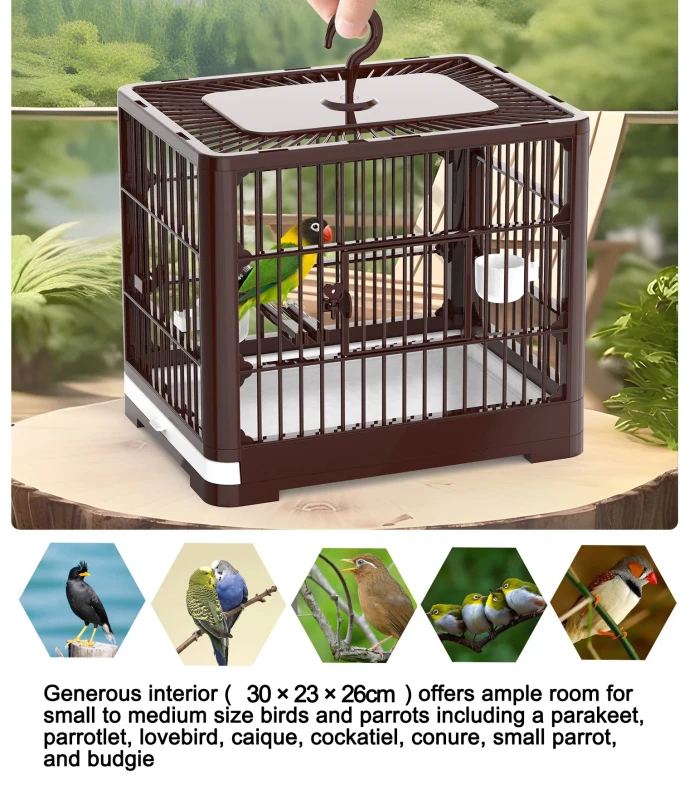 Large Space Portable ABS Material Eco friendly Foldable Bird Cage Breathable Viewing Window for Parrots Household Bird Supplies