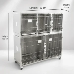 Large Stainless Steel Veterinary Cage Dog Cat Pet Kennel for Hospital Ward Infusion Recovery and Daily Care