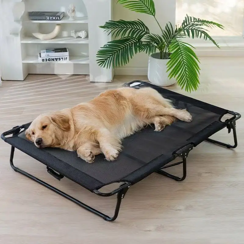 Large Summer Dog Bed Eco Friendly Rectangle Stainless Steel Frame Breathable Washable Collapsible Modern Comfortable
