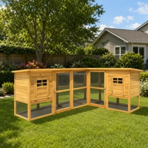 Large Wooden Hen House Pet Cage for 20 Chickens Solid Animal Print Fir and Metal Chicken Coops Pet Furniture