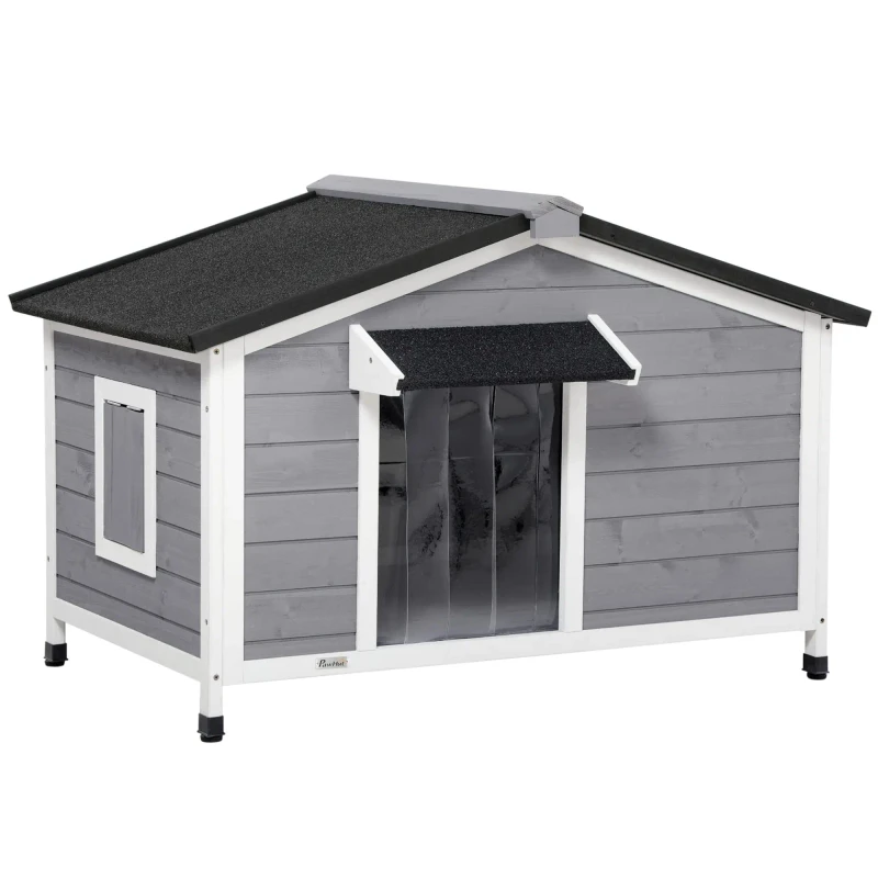 Large Wooden Kennel with Openable Top Asphalt Roof Removable Tray Adjustable Legs Outdoor Dog House