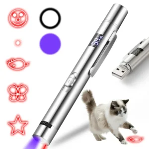 Laser Pointer for Cat 5 Adjustable Patterns USB Recharge Display UV Blacklight 3 Modes Training Chaser Interactive Pet Dog Toy